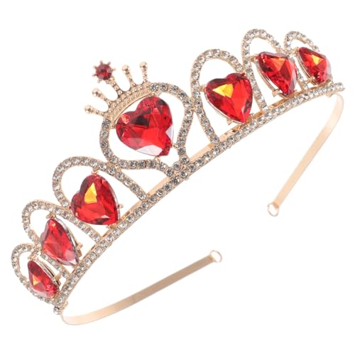 LOORGVEL Rotes Herz Haarband mit Funkelnden Strasssteinen Tiara Brautschmuck für Damen Glänzendes Accessoire für Hochzeit Geburtstag Valentinstag und Besondere Anlässe von LOORGVEL