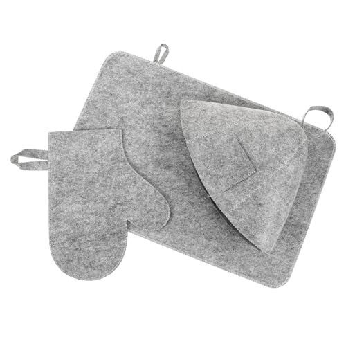 LOORGVEL Sauna Zubehör Set Filz aus Hochwertigem Hautfreundlichem Material mit Sauna Hut Handschuh und Filzpad für Damen und Herren Weich Komfortabel Stilvolles Design für und Dampfbad von LOORGVEL