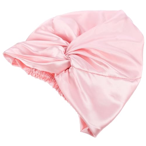 LOORGVEL Schlafhaube Damen Imitationsseide Nachtmütze für Schutz und Komfort für Große Locken Zöpfe und Natürliche Frisuren Pinke Haube für Haare Beim Schlafen Baden oder Schminken von LOORGVEL