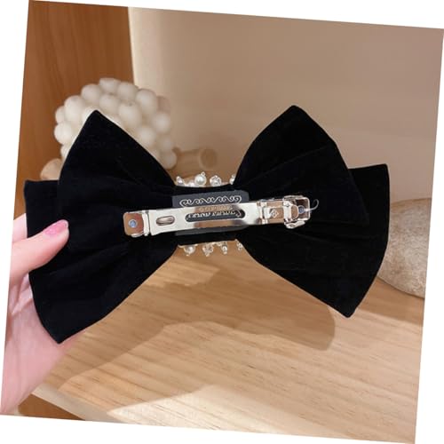 LOORGVEL Schlichte Schwarze Haarspange mit Perlen und Schleifenornament Modisches Haarschmuck accessoire für Mädchen und Frauen Bequem und Langlebig für Hochzeiten Partys Alltag Geeignet von LOORGVEL