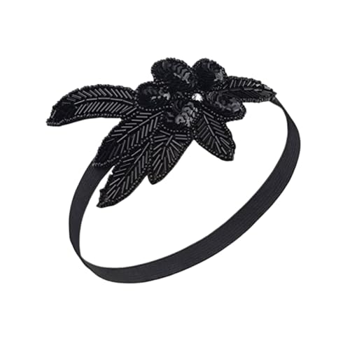 LOORGVEL Schwarzes Pailletten Haarband Damen Glänzendes Party Haarschmuck Leichtes Stoff Stirnband Festlicher Kopfschmuck für Frauen Mädchen von LOORGVEL