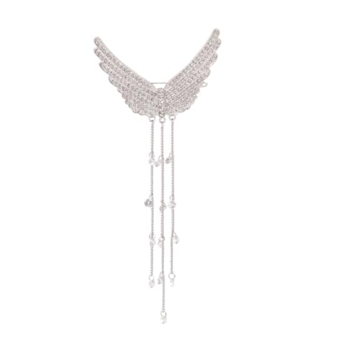 LOORGVEL Silberner Tassel Haarschmuck mit Strasssteinen Modischer Haarklammer für Damen Leichter Kompakter Haarclip zum Dekorieren von Zöpfen Pferdeschwanz Geeignet für Festliche Anlässe von LOORGVEL