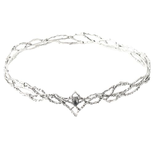 LOORGVEL Silbernes Tiara Stirnband Damen Haarschmuck Hochzeit Brautgöttin Haarreif für Festliche Anlässe Geburtstag Party von LOORGVEL