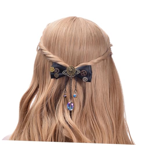 LOORGVEL Steampunk Bowknot Haarclip mit Zahnrädern Eleganter Duckbill Clip Stilvolles Haarschmuck Accessoire für Damen Geeignet für Party Festival Reise und Alltag von LOORGVEL