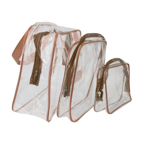 LOORGVEL Teiliges Transparentes PVC Kulturbeutel mit Reißverschluss Multifunktional für Reise Sport Strand Praktische Kosmetiktaschen und Toilettenartikel Organizer Braun von LOORGVEL