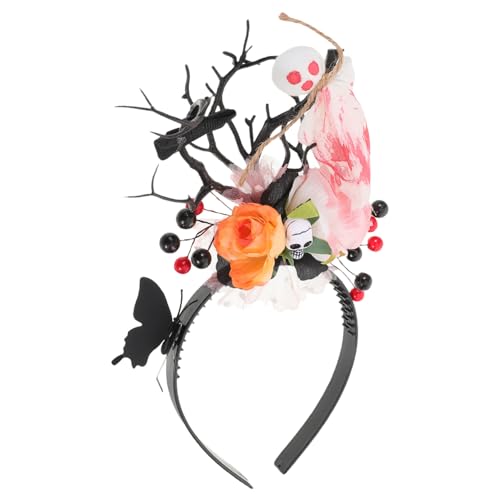 LOORGVEL Tierohr-stirnband Mit Schmetterlings-design Gruselige Haaraccessoires Für Halloween Mexikanisches Totenkopf-muster Cosplay-partyzubehör Aus Leichtem Material von LOORGVEL