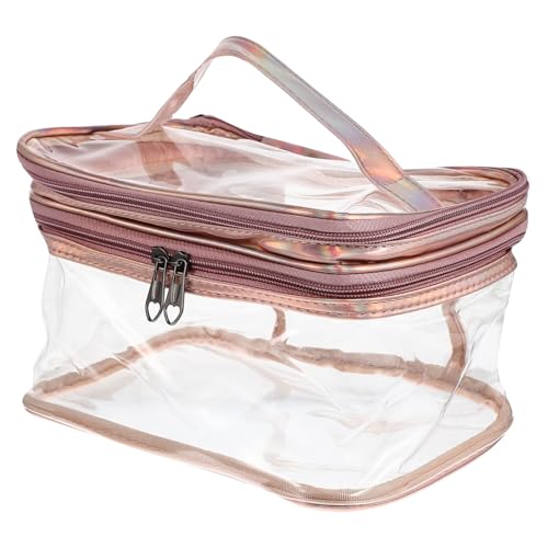 LOORGVEL Transparente Doppelschichtige Kosmetiktasche Make up Organizer Kulturbeutel für Frauen Tragbar Reise Aufbewahrungspouch Multifunktional von LOORGVEL