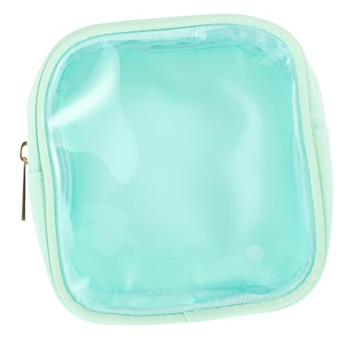 LOORGVEL Transparente Kosmetiktasche Nylon PVC Kulturbeutel Reise Make up Tasche mit Reißverschluss Leichte Tragbare Schminktasche für Frauen Pastellgrün Candy Color Organizer von LOORGVEL