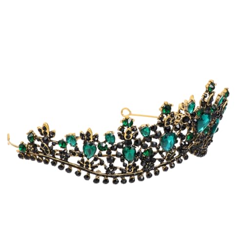 LOORGVEL Vintage Barock Tiara Haarornament mit Grünen Leichtes Langlebiges Braut und Geburtstagskrone Accessoire für Damen Elegant und Komfortabel für Festliche Anlässe von LOORGVEL