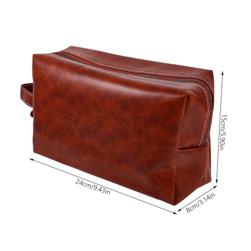 LOORGVEL Vintage PU Leder Kulturbeutel Herren Großem Fassungsvermögen Tragbare Kosmetiktasche Robuster Toilettenbeutel für Reisen und Outdoor Stilvoller Make up Organizer in von LOORGVEL