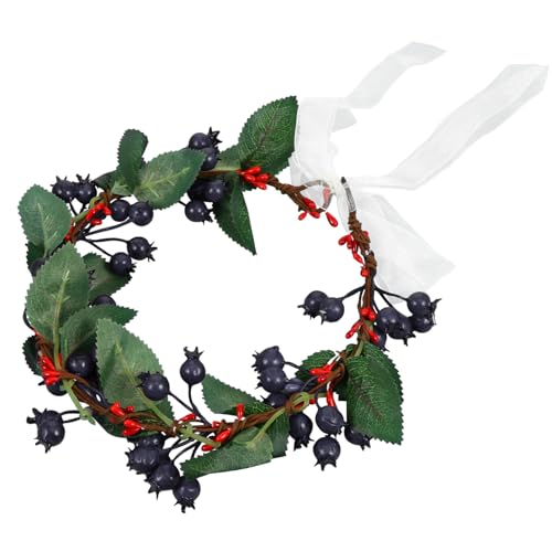 LOORGVEL Weihnachts Haarschmuck Blumenkranz Haarkranz Damen Verstellbar Stoff Krone Strand Urlaub Party Haarreif Schwarz von LOORGVEL