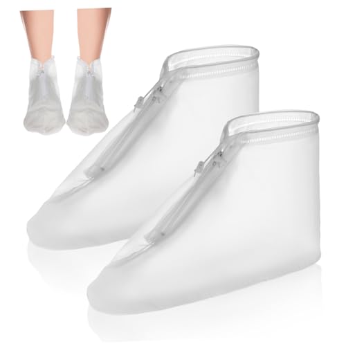 LOORGVEL Wiederverwendbare wasserdichte Schuhüberzieher mit Reißverschluss rutschfeste PVC Überschuhe für Herren Damen Wetterfeste Regenstiefel Überzüge XXL Langlebiger Regenschutz Outdoor von LOORGVEL