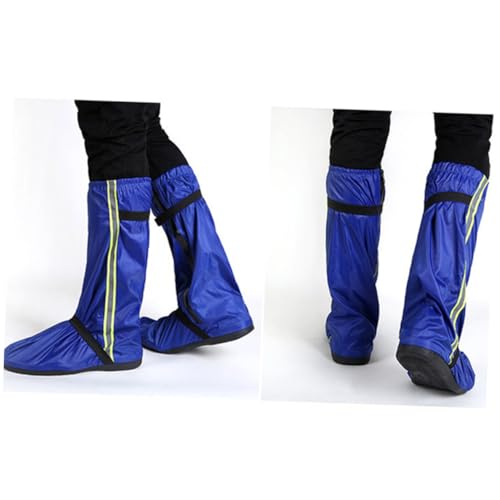 LOORGVEL wasserdichte Oxford Schuhüberzüge Unisex Reflektierend rutschfest Verstellbar Hoher Schaft Schützt Schuhe bei Regen Schnee Outdoor aktivitäten XXL Blau von LOORGVEL
