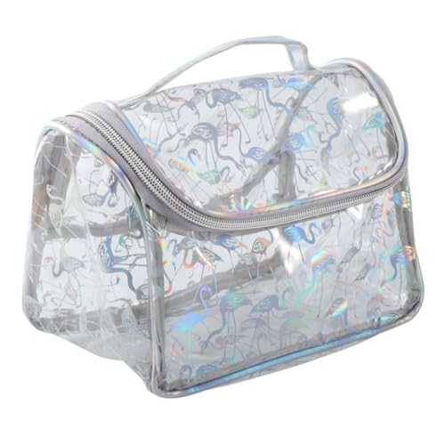 LOORGVEL wasserdichte PVC Kosmetiktasche Damen Großer Kulturbeutel Transparent Reise Organizer Tragbare Waschtasche mit Flamingo Muster Hoher Kapazität für Persönliche Pflegeprodukte von LOORGVEL
