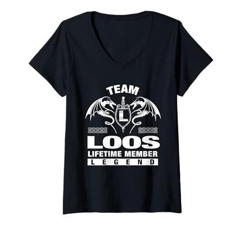 Damen Team Loos - Lebenslange Mitgliedsgeschenke T-Shirt mit V-Ausschnitt von LOOS FAMILY Idea Gifts