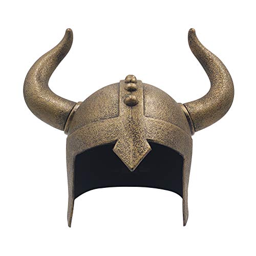 LOOYAR Kinder Mittelalter Wikinger Alter Hörnter Wikinger Helm Berserker Soldat Krieger Kostüm Hut Sallet Kinder Spielzeug für Kampfspiel Halloween Cosplay Bronze, bronze, M von LOOYAR