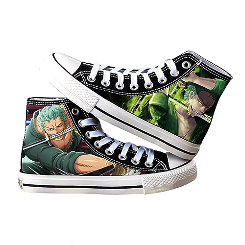 One Piece Luffy Roronoa Zoro Printed Cosplay Schuhe Unisex Erwachsene High Top Canvas Sneaker von LOPERT