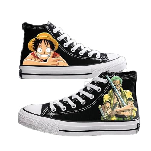 One Piece Luffy Zoro Roronoa Printed Cosplay Schuhe Unisex Erwachsene High Top Canvas Sneaker von LOPERT