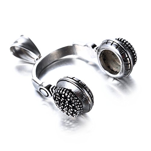 LOPEZ KENT Schmuck Edelstahl DJ Kopfhörer Damen Herren-Anhänger mit 60cm Halskette von LOPEZ KENT