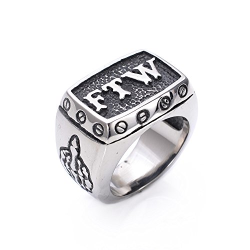 LOPEZ KENT Schmuck Herren Edelstahl Biker Ringe,FTW für der Gewinn,Schwarzes Silber,Größen 54 (17.2) - 70 (22.3) von LOPEZ KENT