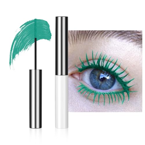 Bunt Wimperntusche Wasserfest, 5D Silk Fiber Mascara Feiner Pinsel Waterproof, langlebig, wischfest, voluminös und charmant, Mascara Fast Dry False Lash Effect Extension Make-Up(6# Grün) von LOPHE