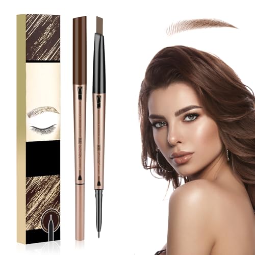 Augenbrauenstift, 2 in 1 Eyebrow Pencil, Präzises und Einfaches, Waterproof Microblading Augenbrauenstift, Pigmentierter Farbe für Perfekt Definierte Augenbrauen, Braun(Hellbraun) von LOPHE