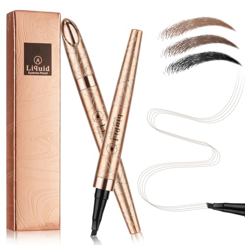 LOPHE Magischer Microblading Augenbrauenstift, Microblading Eyebrow Pen 3D, Magischer Eyebrow Pencil Wasserfest mit 4 Mikrogabelspitzen(Goldene Muschel-Hellbraun)) von LOPHE