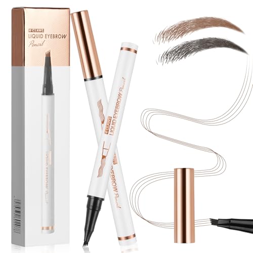 LOPHE Augenbrauenstift, 3d Flüssiger Augenbrauen Stift, Härchenzeichnung Wasserfest, Langanhaltenden Brauenstift mit Vier Gabelspitzen Micro-Fork Spitze(Weißer Muschel-Hellbraun) von LOPHE