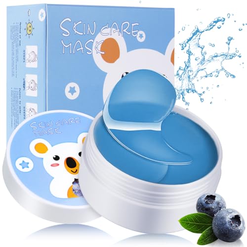 LOPHE Augenpads, 60pcs Eye Pads Wiederverwendbar, Augenpads gegen Augenringe Tränensäcke Falten Puffiness, Feuchtigkeitsspendende Eye Patch Augenmaske, entfernen Augenpflege AntiAging(Blau) von LOPHE