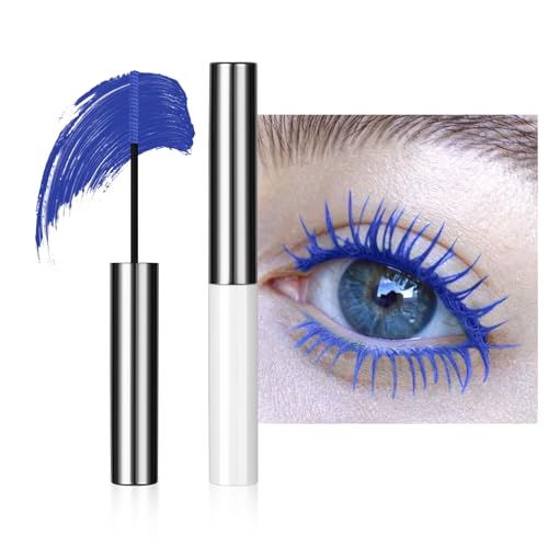 LOPHE Bunt Wimperntusche Wasserfest, 5D Silk Fiber Mascara Feiner Pinsel Waterproof, langlebig, wischfest, voluminös und charmant, Mascara Fast Dry False Lash Effect Extension Make-Up(05# Saphirblau) von LOPHE