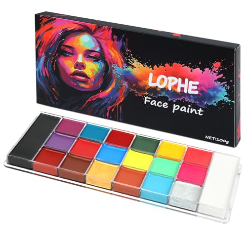 LOPHE Face Paint, 20 Farbe Bodypainting, Körperfarben Set Gesichtsfarbe Kinderschminken für Theaterschminke Karneval, Halloween, Babybauch Bemalen von LOPHE