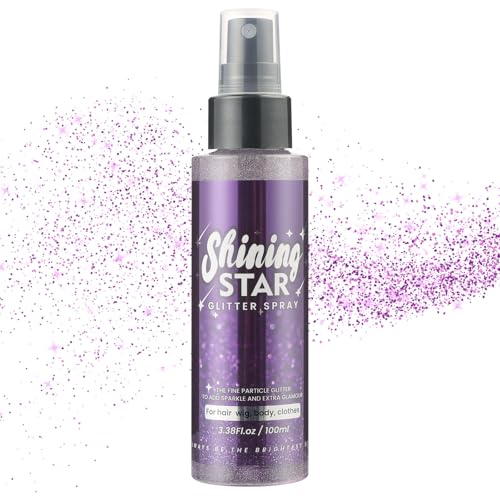 LOPHE Glitzer Spray Haare und Körper, 100 ml Glitter Spray für Face und Body, Body Glitter Spray für Haut Haar Powder Glitzerspray Haare Körper Für Weihnachten Rave Party, Lila (1 Stücke) von LOPHE