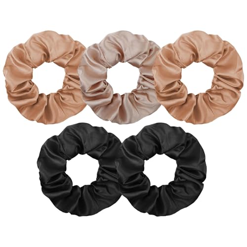 LOPHE Satin Hair Scrunchies Damen, 5er Satin Haargummis Weich Haarschmuck, Elastische Silk Pferdeschwanzhalter Haarbänder ohne Abdrücke Geschenk für Mädchen, Frauen von LOPHE