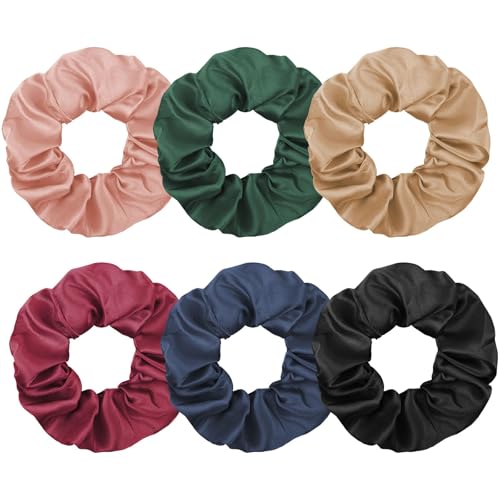 LOPHE Satin Hair Scrunchies Damen, 6er Set Satin Haargummis Weich Haarschmuck, Elastische Silk Pferdeschwanzhalter Haarbänder ohne Abdrücke Geschenk für Mädchen, Frauen(C) von LOPHE