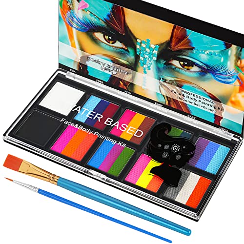 LOPHE Kinderschminke, 10 Farben Gesichtsfarbe Kinderschminke Set Mädchen, Waschbar Face Paint Bodypaint Schminke Kinder, Make Up Theaterschminke für Halloween Fasching Karneval von LOPHE