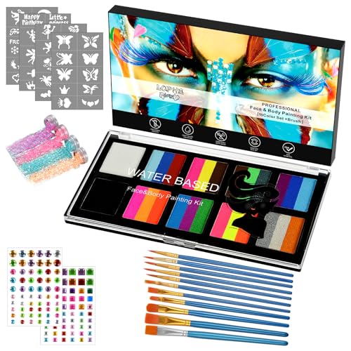 LOPHE Kinderschminke, 26 Farben Gesichtsfarbe Kinderschminke Set Mädchen, Waschbar Face Paint Bodypaint Schminke Kinder, Make Up Theaterschminke für Halloween Fasching Karneval von LOPHE