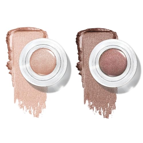 LOPHE Lidschatten Glitzer, 2PCS Mousse Eyeshadow Gel-Textur, Creme-Lidschatten, Extrem Farbe, Glänzendes Finish (Braun,Roségold) von LOPHE