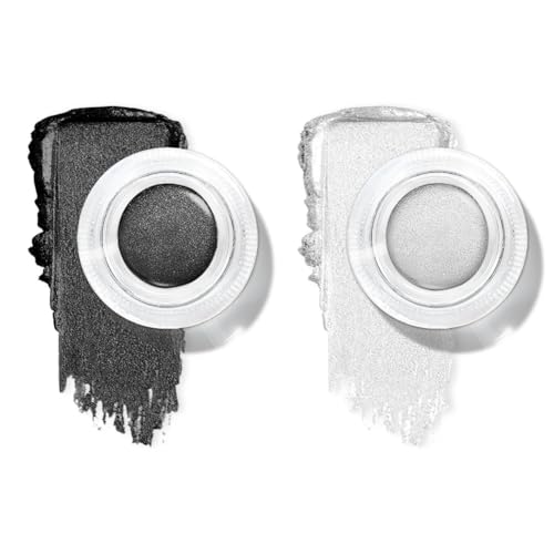 LOPHE Lidschatten Glitzer, 2PCS Mousse Eyeshadow Gel-Textur, Creme-Lidschatten, Extrem Farbe, Glänzendes Finish (Schwarz,Weiß) von LOPHE