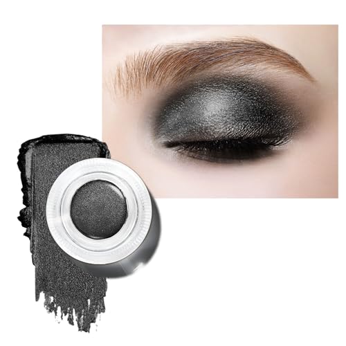 LOPHE Lidschatten Glitzer, Mousse Eyeshadow Gel-Textur, Creme-Lidschatten, Extrem Farbe, Glänzendes Finish, Schwarz von LOPHE