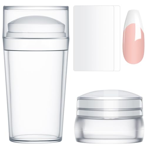 LOPHE Nagel Stempel, 4Pcs Silikon Nagelstempel mit Schaber, French Nails Stamper Nail Stamp, Nail Art Zubehör für den Perfekten French Look von LOPHE