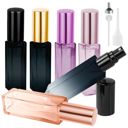 LOPHE Parfümzerstäuber, 6x10ml Parfümzerstäuber Nachfüllbar Mini Parfum Zerstäuber mit Spender, Zerstäuber Parfüm Sprühflasche für Reise Männer und Frauen, Ferien, Flugreisen, Mehrfarbig von LOPHE