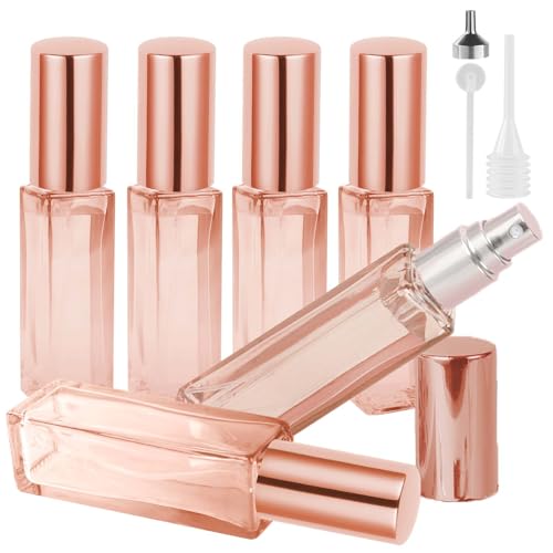 LOPHE Parfümzerstäuber, 6x10ml Parfümzerstäuber Nachfüllbar Mini Parfum Zerstäuber mit Spender, Zerstäuber Parfüm Sprühflasche für Reise Männer und Frauen, Ferien, Flugreisen, Orange von LOPHE