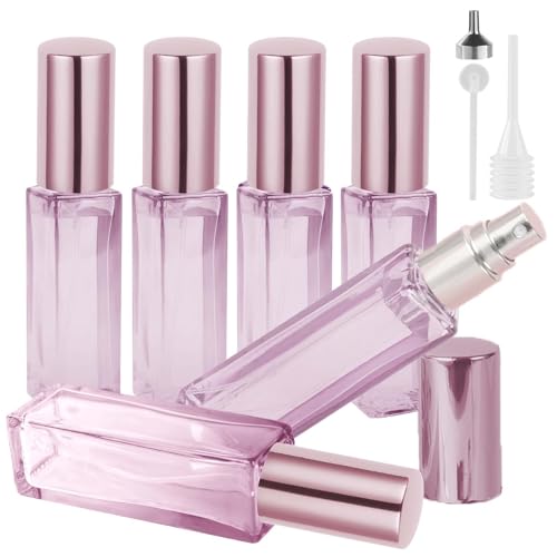 LOPHE Parfümzerstäuber, 6x10ml Parfümzerstäuber Nachfüllbar Mini Parfum Zerstäuber mit Spender, Zerstäuber Parfüm Sprühflasche für Reise Männer und Frauen, Ferien, Flugreisen, Pink von LOPHE