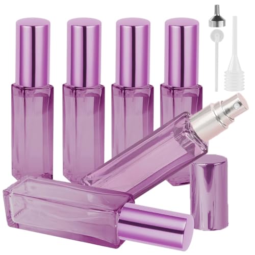 LOPHE Parfümzerstäuber, 6x10ml Parfümzerstäuber Nachfüllbar Mini Parfum Zerstäuber mit Spender, Zerstäuber Parfüm Sprühflasche für Reise Männer und Frauen, Ferien, Flugreisen, Rosarot von LOPHE