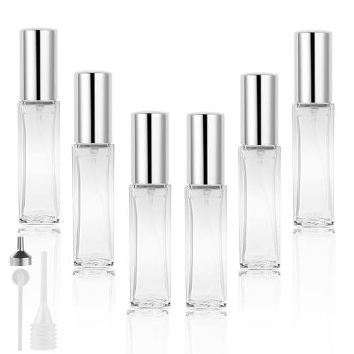 LOPHE Parfümzerstäuber 10ml, 6 Stück Transparenter Stil mini Parfum Zerstäuber Für Unterwegs, Portable Parfümzerstäuber Nachfüllbar Leer, Perfume Sprayer für Reise Männer und Frauen von LOPHE
