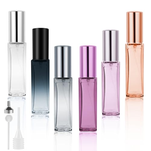 LOPHE Parfümzerstäuber 10ml, 6 Stück mini Parfum Zerstäuber Für Unterwegs, Schwarze Düse Portable Parfümzerstäuber Nachfüllbar Leer, Zerstäuber Parfüm Sprühflasche, Perfume Sprayer für Reise Männer un von LOPHE