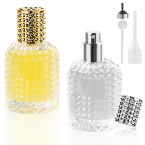 LOPHE Parfümzerstäuber 50ml, 2 Stück mini Parfum Zerstäuber Für Unterwegs, Portable Parfümzerstäuber Nachfüllbar Leer, Zerstäuber Parfüm Sprühflasche, Perfume Sprayer für Reise Männer und Frauen von LOPHE
