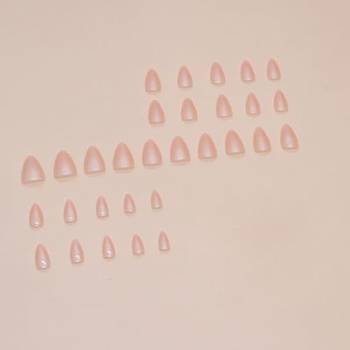 LOPHE Press On Nails Kurz Almond, 24 Stück Fake Nails Nude mit Kleber, French Press On Nails Künstliche Fingernägel für Frauen und Mädchen, für Weihnachten, Nails Art(B) von LOPHE