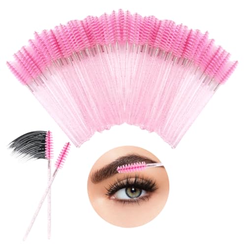 LOPHE Rosa Wimpernbürsten Einweg, 120 Stück Kristall WimpernkammWimpernbürstchen, Biegbar, Pinsel Mascara Zauberstäbe zum Kämmen und Verlängern der Wimpern von LOPHE