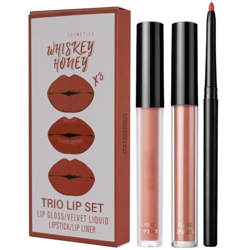 LOPHE Rot Matte Lippenstift, 3 in 1 Lippenstift Matt mit Lip Gloss LipLiner, Liquid Lipstick Wasserfest Make Up Set, Matt Finish, Langanhaltender von LOPHE